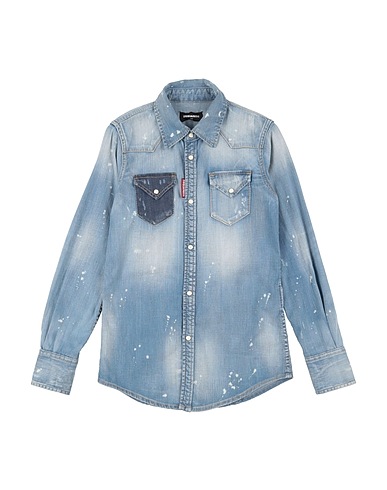 DSQUARED2 Denim shirt Blue 98% Cotton, 2% Elastane