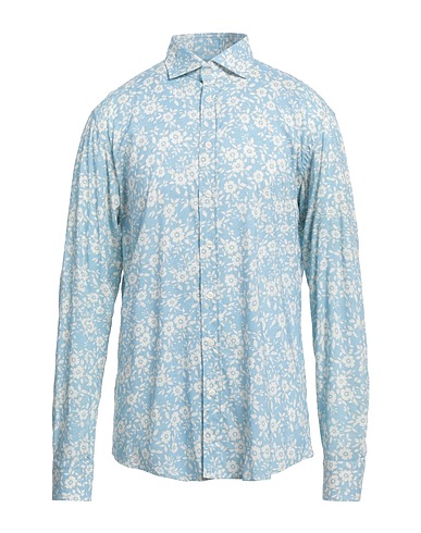 BASTONCINO Patterned shirt Sky blue 85% Viscose, 15% Linen