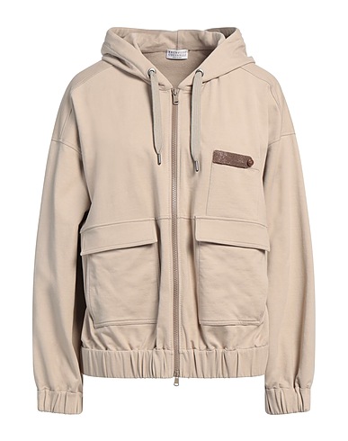 BRUNELLO CUCINELLI Hoodie Beige 98% Baumwolle, 2% Elastan, Messing, Acetat, Seide