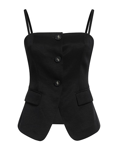 KRIZIA Top Nero 77% Triacetato, 23% Lino