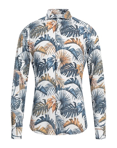 HIMON'S Patterned shirt White 100% Cotton