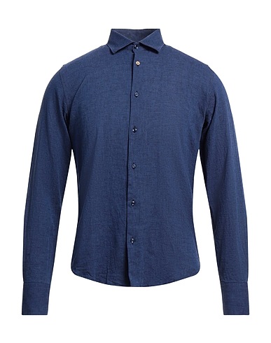 LUXURY Linen shirt Navy blue 55% Linen, 45% Cotton