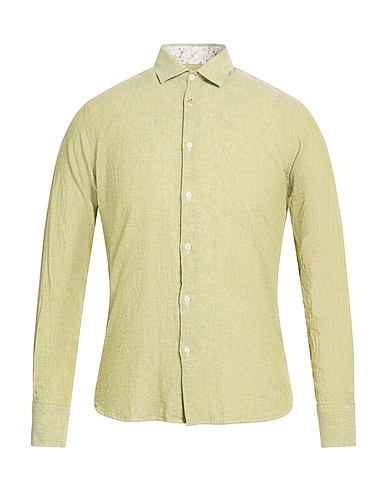 LUXURY Solid colour shirt VERDE 55% Linen, 45% Cotton