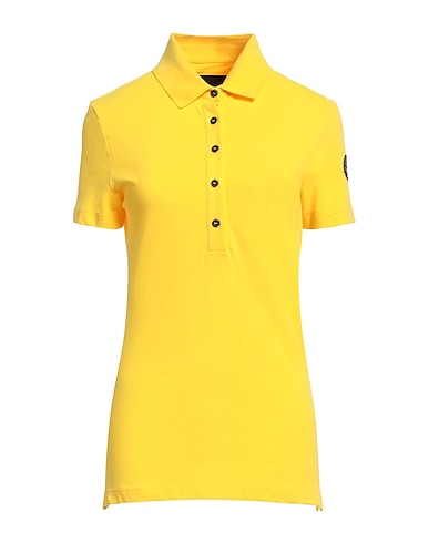 MUSEUM Polo shirt Yellow 95% Cotton, 5% Elastane