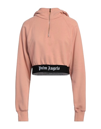 PALM ANGELS Hooded track jacket  Blush 100% Cotton, Elastane, Polyamide, Polyester