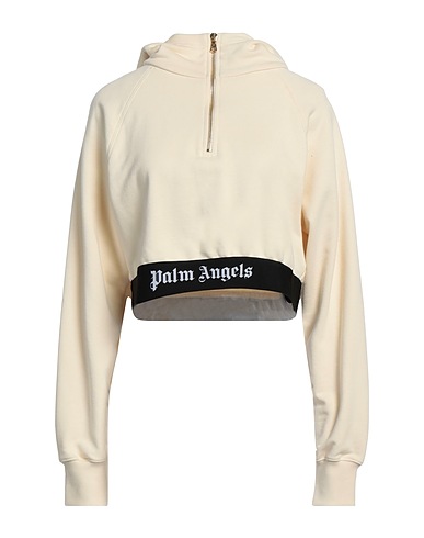 PALM ANGELS Hooded sweatshirt Ivory 100% Cotton, Elastane, Polyamide, Polyester