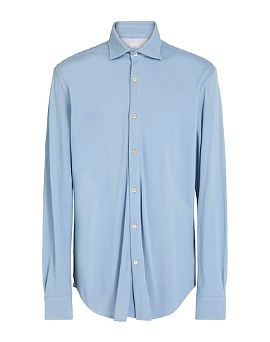 ELEVENTY Camicia tinta unita Celeste 100% Cotone