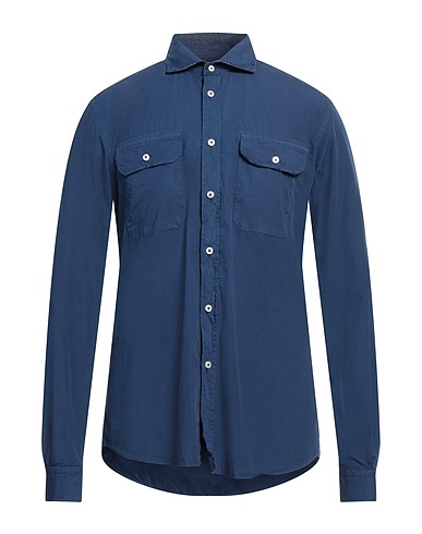 MASTRICAMICIAI Solid colour shirt Navy blue 100% Cotton