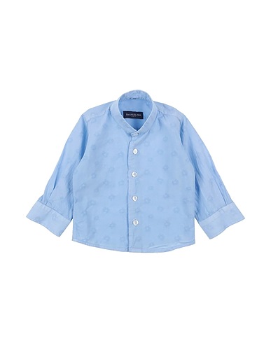 EMANUEL PRIS Solid colour shirt Light blue 100% Cotton