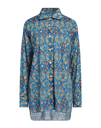 MASSIMO ALBA Camisas y blusas de flores Azul 100% Algodón