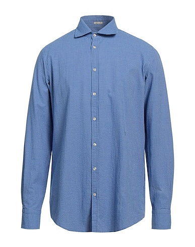 MASSIMO ALBA Checked shirt Blue 100% Cotton