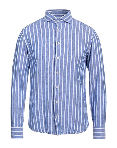 BASTONCINO ストライプ柄シャツ ブルー リネン 100%