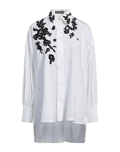 DOLCE&GABBANA Lace shirts & blouses White 98% Cotton, 2% Polyester