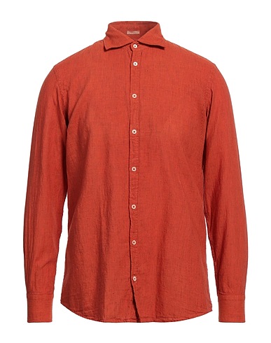 MASSIMO ALBA Linen shirt Orange 55% Linen, 45% Cotton