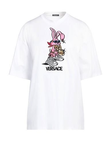 VERSACE Oversize-T-Shirt White 100% Cotton, Viscose, Polyester