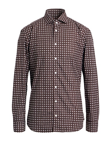 BASTONCINO Patterned shirt Dark brown 100% Cotton