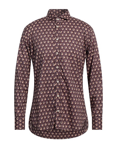 BASTONCINO Patterned shirt Dark brown 100% Cotton