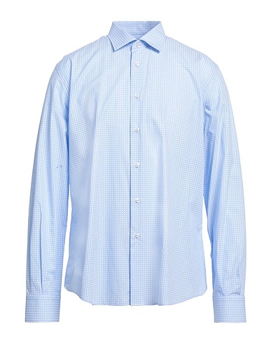 LUXURY Camicia fantasia Celeste 100% Cotone