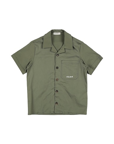 GOLDEN GOOSE Solid colour shirt Military green 98% Cotton, 2% Elastane