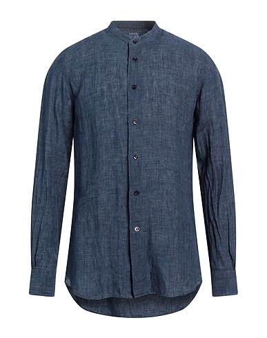 MAZZARELLI Linen shirt Slate blue 100% Linen