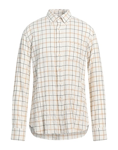 ALESSANDRO GHERARDI Checked shirt Beige 98% Cotton, 2% Elastane
