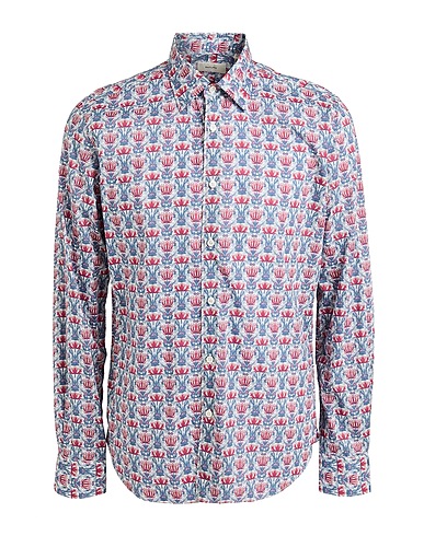 BATURO Patterned shirt Light blue 100% Cotton