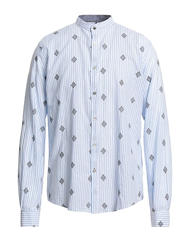 ALLEY DOCKS 963 Striped shirt Sky blue 70% Cotton, 30% Linen