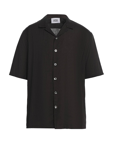 ALPHA STUDIO 無地シャツ NERO リネン 100%