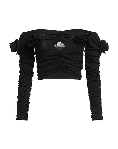 NO SECRETS Off-the-shoulder top Black 78% Cotton, 18% Viscose, 4% Elastane