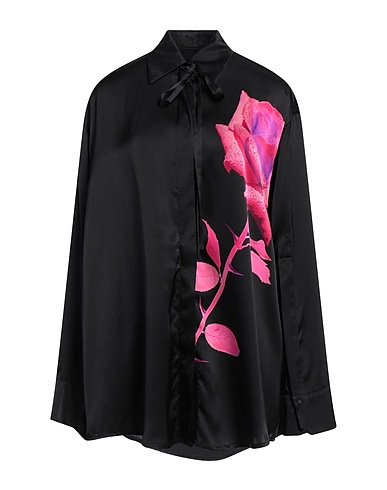 DAVID KOMA Camicie e bluse a fiori Nero 100% Seta
