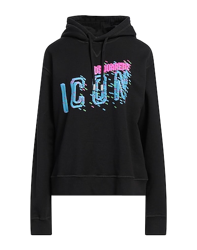 DSQUARED2 Hooded track jacket  Black 100% Cotton, Elastane