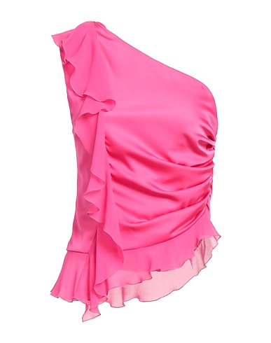 PINKO One-shoulder top Fuchsia 94% Polyester, 6% Elastane