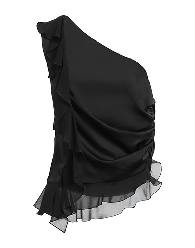 PINKO One-shoulder top Black 94% Polyester, 6% Elastane