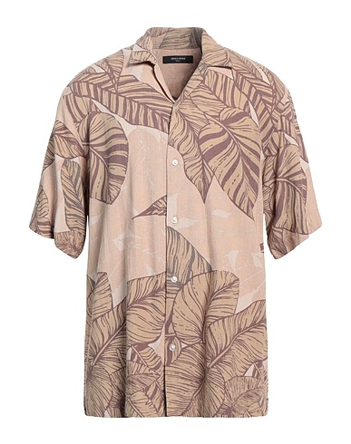 JACK & JONES 柄入りシャツ ベージュ レーヨン 92% / リネン 8%