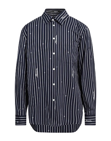 VERSACE Striped shirt Midnight blue 100% Cotton