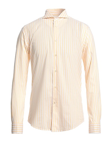 BRIAN DALES Striped shirt Yellow 93% Cotton, 7% Linen