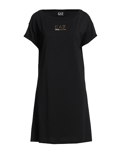 EA7 Short dress Black 48% Cotton, 47% Modal, 5% Elastane