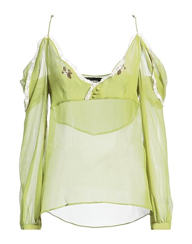 DSQUARED2 Off-the-shoulder top Military green 100% Silk