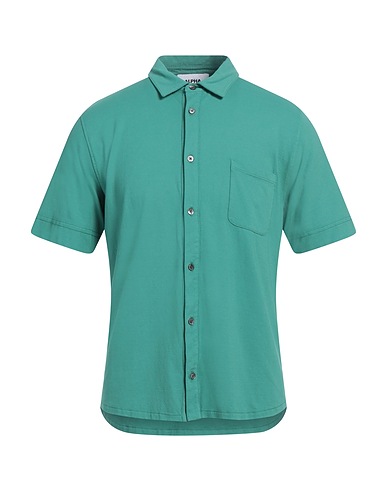 ALPHA STUDIO Solid colour shirt VERDE 98% Cotton, 2% Elastane