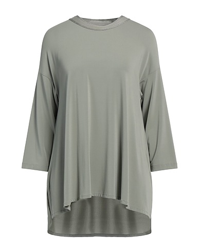 LE TRICOT PERUGIA T-shirt Sage green 81% Viscose, 15% Polyamide, 4% Elastane, Cotton, Polyester