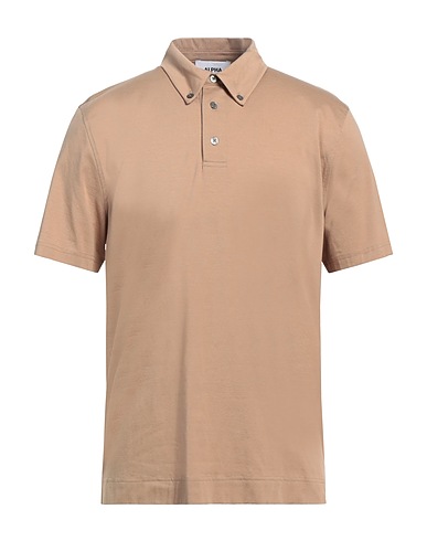 ALPHA STUDIO Polo shirt Light brown 95% Cotton, 5% Elastane