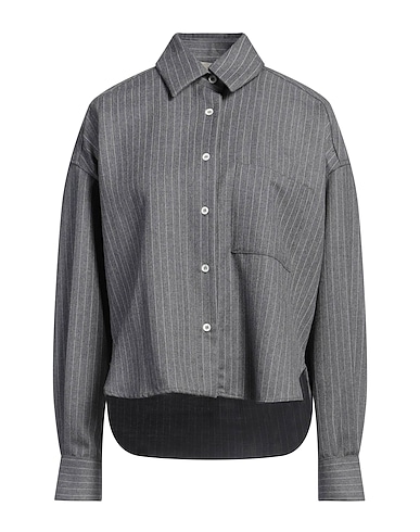 LANEUS Striped shirt Grey 98% Wool, 2% Elastane