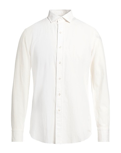 SALVATORE PICCOLO Solid colour shirt White 83% Cotton, 17% Linen
