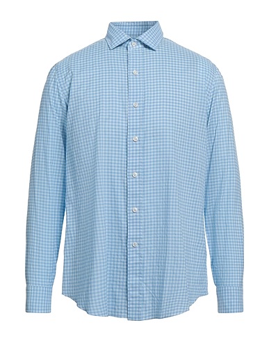 SALVATORE PICCOLO Camicia a quadri Blu chiaro 100% Cotone