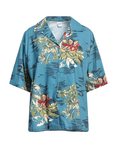 ASPESI Hemden und Blusen mit Blumen Taubenblau 55% Leinen, 45% Baumwolle