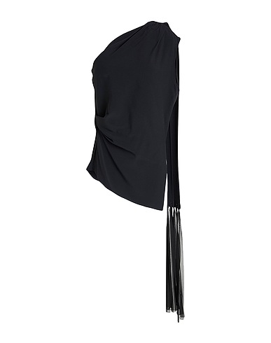 ERIKA CAVALLINI One-shoulder top Black 53% Viscose, 47% Acetate