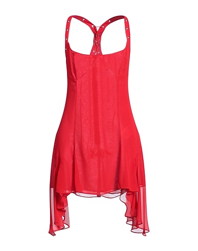 THE ATTICO Midi dress Red 100% Polyester, Rooster feathers