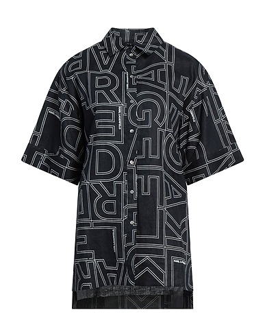 KARL LAGERFELD リネンシャツ ブラック リネン 100%