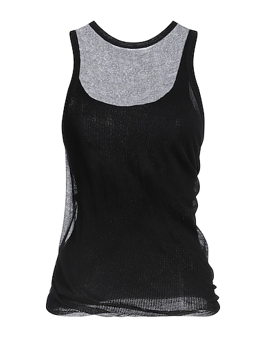 ANN DEMEULEMEESTER トップス ブラック コットン 82% / ナイロン 18%