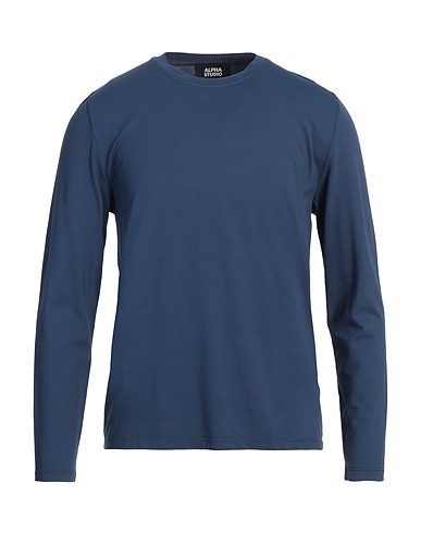 ALPHA STUDIO Basic T-shirt Navy 98% Cotton, 2% Elastane